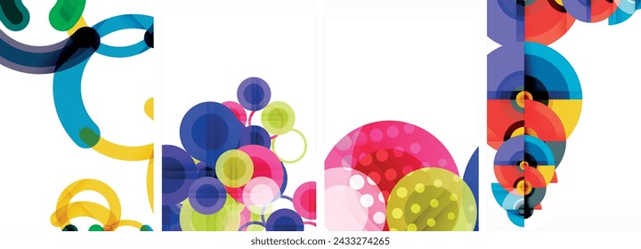 Set of circles geometric abstract posters. Abstract backgrounds for wallpaper, business card, cover, poster, banner, brochure, header, website