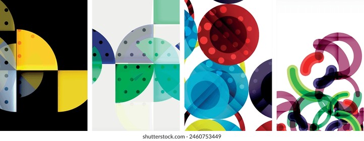 Conjunto de círculos de carteles abstractos geométricos. Fondos abstractos para el Fondo de pantalla, tarjeta de visita, cubierta, cartel, Anuncio, folleto, cabecera, Sitio web
