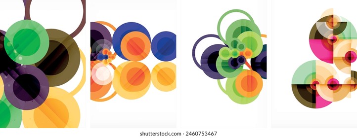 Conjunto de círculos de carteles abstractos geométricos. Fondos abstractos para el Fondo de pantalla, tarjeta de visita, cubierta, cartel, Anuncio, folleto, cabecera, Sitio web