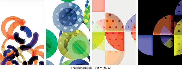 Set of circles geometric abstract posters. Abstract backgrounds for wallpaper, business card, cover, poster, banner, brochure, header, website