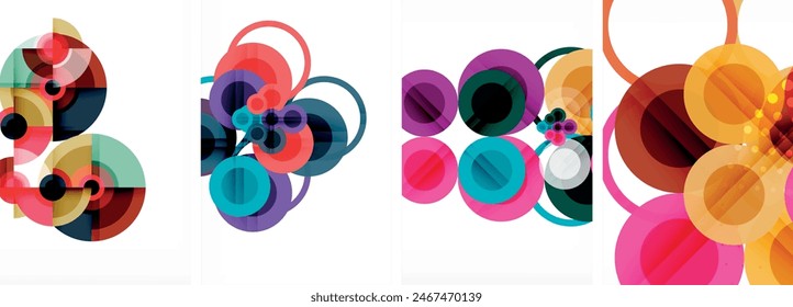 Conjunto de círculos de carteles abstractos geométricos. Fondos abstractos para el Fondo de pantalla, tarjeta de visita, cubierta, cartel, Anuncio, folleto, cabecera, Sitio web