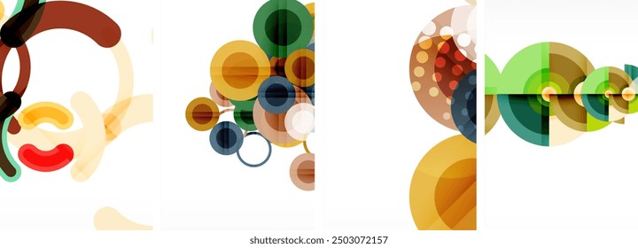Set of circles geometric abstract posters. Abstract backgrounds for wallpaper, business card, cover, poster, banner, brochure, header, website