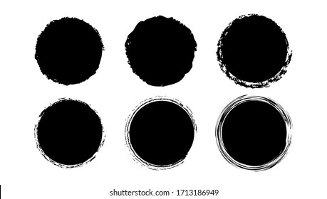 Set of circles in grunge style Grunge Vector Circle Grunge Round Shape Grunge Brush Stroke black color isolated on white background Illustration Vector