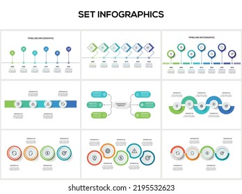 Establezca infografías de círculos con 4, 5, 6, 7 pasos, opciones, piezas o procesos. Visualización de datos empresariales.