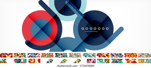 Set of circles and lines compositions, abstract backgrounds for covers, banners, flyers and posters and other templates. Vector illustration