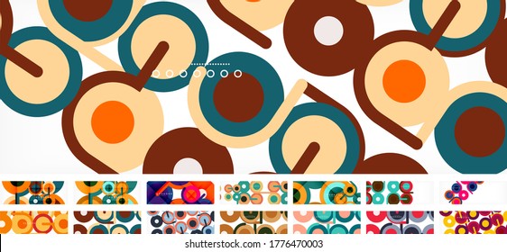 Set of circles and lines compositions, abstract backgrounds for covers, banners, flyers and posters and other templates. Vector illustration