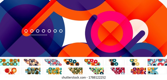 Set of circles and lines compositions, abstract backgrounds for covers, banners, flyers and posters and other templates. Vector illustration