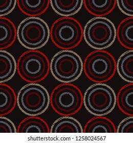 The set of circles in a manual hatch. Polka dot seamless pattern. Geometric background. Dots, circles and buttons. Can be used for wallpaper, textile, invitation card, wrapping, web page background.