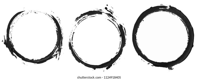 Set of circles painting, hand painted image, Vector illustration