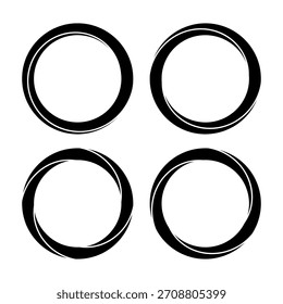 Set with circles. Rotating art lines in circle shape as symbol, logo or icon.