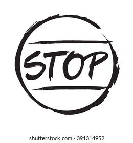 Set of Circles Stamps and text Stop. Vector Icon