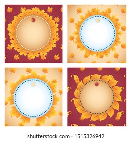 set of circles tags autumn leaf foliage vector illustration design