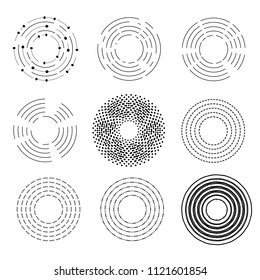 Set Of Circles In Variety Styles, Circular Lines, Vector Illustration