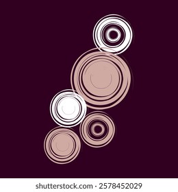 Set of circles with white or light lines, the circles are of different sizes and abstract. Purple background. Vector for silkscreen, dtg, dtf, t-shirts, signs, banners, Subimation Jobs or for any app