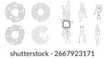 Set Circuit board circle line dots connection. Motherboard electronic collection technology data, electrical board, cpu. Innovative Electronic Network. Technology background, design elements 