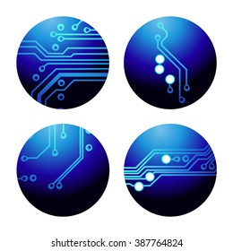 Set of circuit board icons Vector Illustration