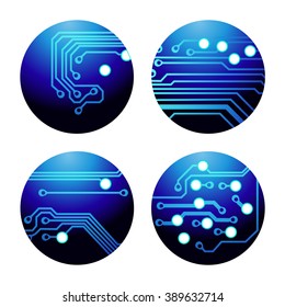 Set of circuit board icons Vector Illustration