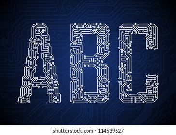 Set of Circuit board style letters