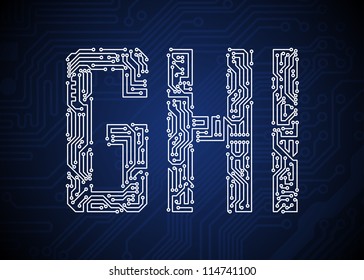 Set of Circuit board style letters