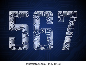 Juego de letras de estilo de placa de circuito