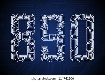 Juego de letras de estilo de placa de circuito