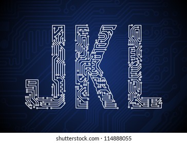 Set of Circuit board style letters