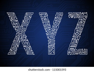 Set of Circuit board style letters