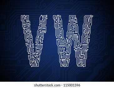 Set of Circuit board style letters