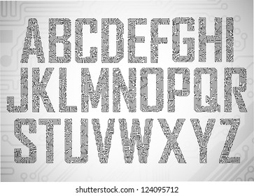 Set of Circuit board style letters