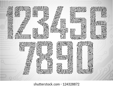 Set of Circuit board style letters