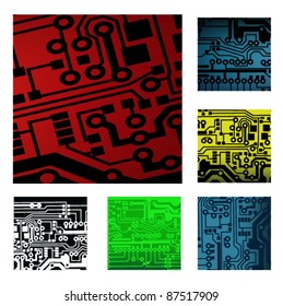 set of circuit boards in different colors. vector illustration
