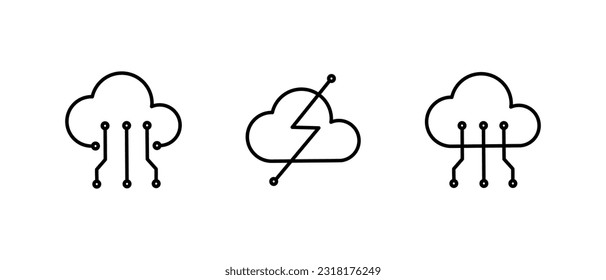Set of circuit cloud icon. Vector isolated on white background.