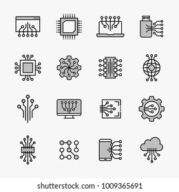 Set of circuit tech elements. Electronics icon. Tech logo.