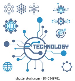 Set of circuit tech elements. Electronics icon. Tech logo.