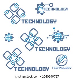 Set of circuit tech elements. Electronics icon. Tech logo.