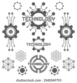 Set of circuit tech elements. Electronics icon. Tech logo.