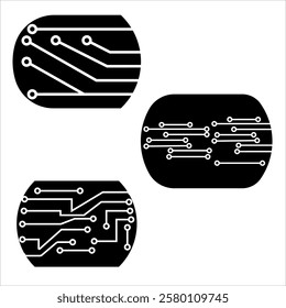 Set of Circuit technology logo vector template.	
circuit board icon vector.Central processing unit, computer processor, chip symbol. Abstract technology logo.