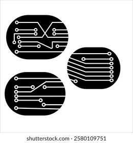 Set of Circuit technology logo vector template.	
circuit board icon vector.Central processing unit, computer processor, chip symbol. Abstract technology logo.