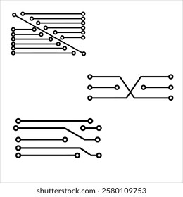 Set of Circuit technology logo vector template.	
circuit board icon vector.Central processing unit, computer processor, chip symbol. Abstract technology logo.