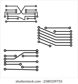 Set of Circuit technology logo vector template.	
circuit board icon vector.Central processing unit, computer processor, chip symbol. Abstract technology logo.