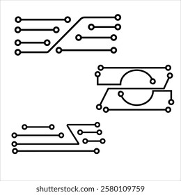 Set of Circuit technology logo vector template.	
circuit board icon vector.Central processing unit, computer processor, chip symbol. Abstract technology logo.