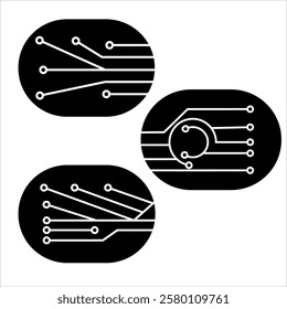 Set of Circuit technology logo vector template.	
circuit board icon vector.Central processing unit, computer processor, chip symbol. Abstract technology logo.