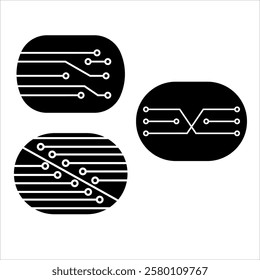 Set of Circuit technology logo vector template.	
circuit board icon vector.Central processing unit, computer processor, chip symbol. Abstract technology logo.