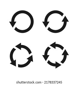 Set of circular arrows. Update, refresh, upgrade, rotate icon flat style isolated on white background. Vector illustration