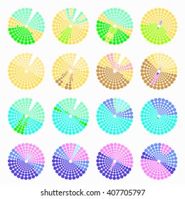 Set circular color different shades green. vector illustration