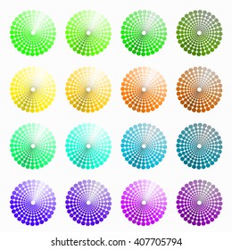 a set of circular colored green, yellow. vector illustration