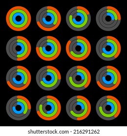 Set of Circular Colored Progress Diagram. Vector illustration