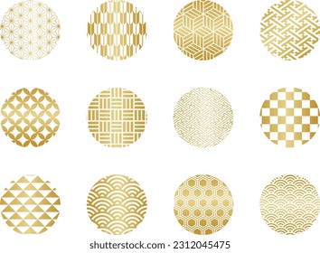 Set of Circular Decorations with Japanese Patterns - Shutterstock ID 2312045475