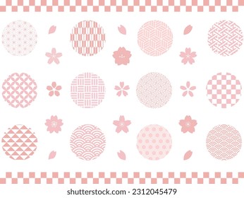 Set of Circular Decorations with Japanese Patterns - Shutterstock ID 2312045479