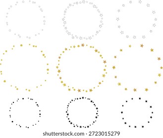 Conjunto de marcos de diseño circular con estrellas